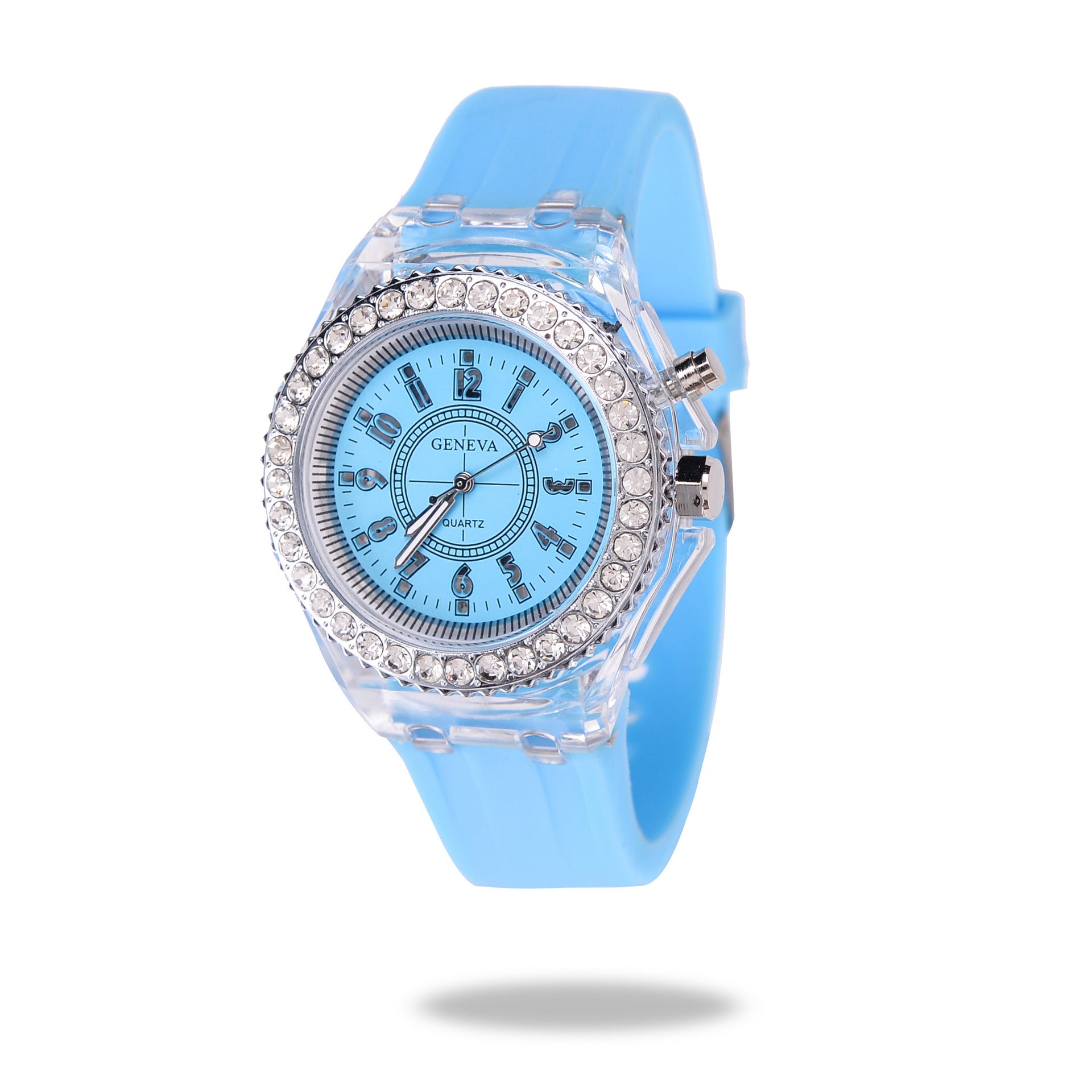 LED Luminous Watches Geneva Women Quartz Watch Women Ladies Silicone Bracelet Watches Image