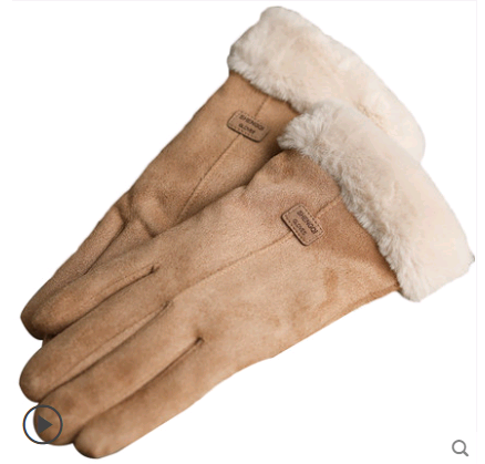 Gloves Female Autumn and Winter Warm Korean Version Plus Velvet Thick five Fingers Retro Suede Touch Screen Gloves Cute Driving Image