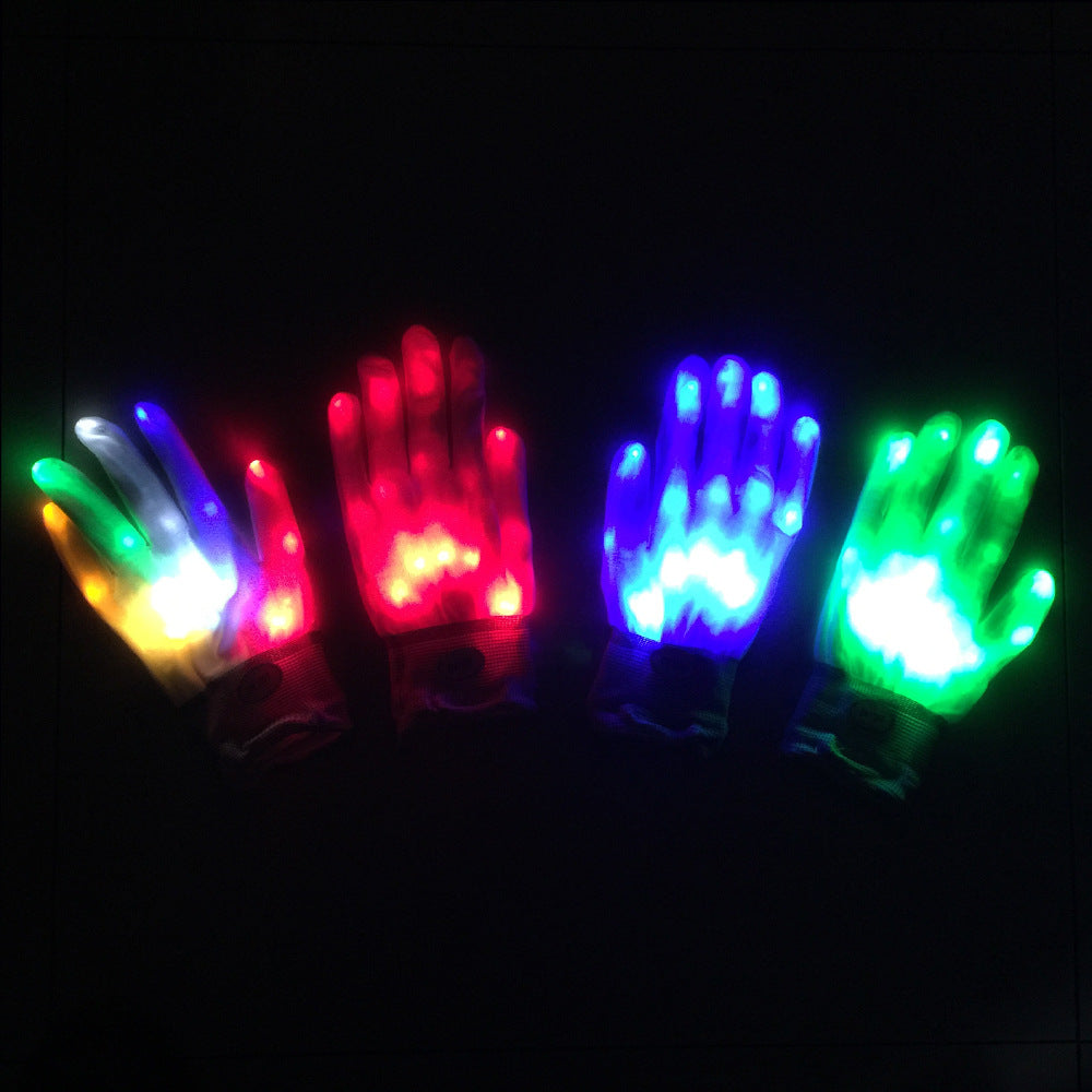 1Pair Chic LED Light Up Skeleton Hand Gloves Halloween Christmas Costume Decor Image