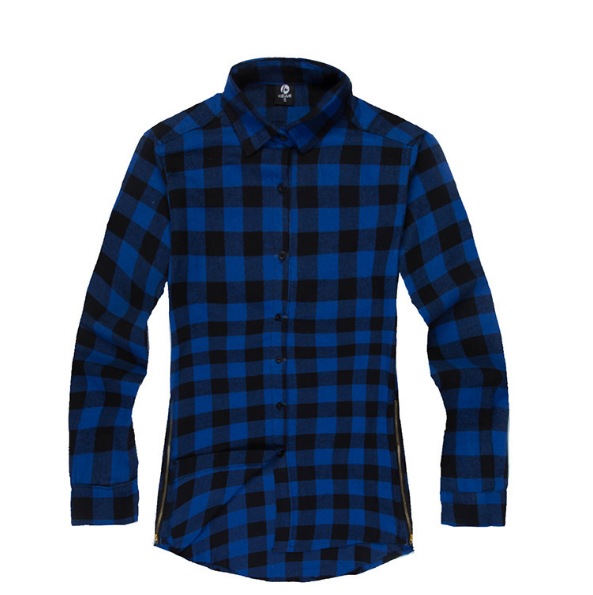 Mens Fashion Hip Hop Shirts Streetwear Urban Clothing Hiphop Men Clothes Plaid Zipper Shirt Image