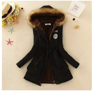 Thick Winter Jacket Women Large Size Long Section Hooded parka outerwear new fashion fur collar Slim padded cotton warm coat Image