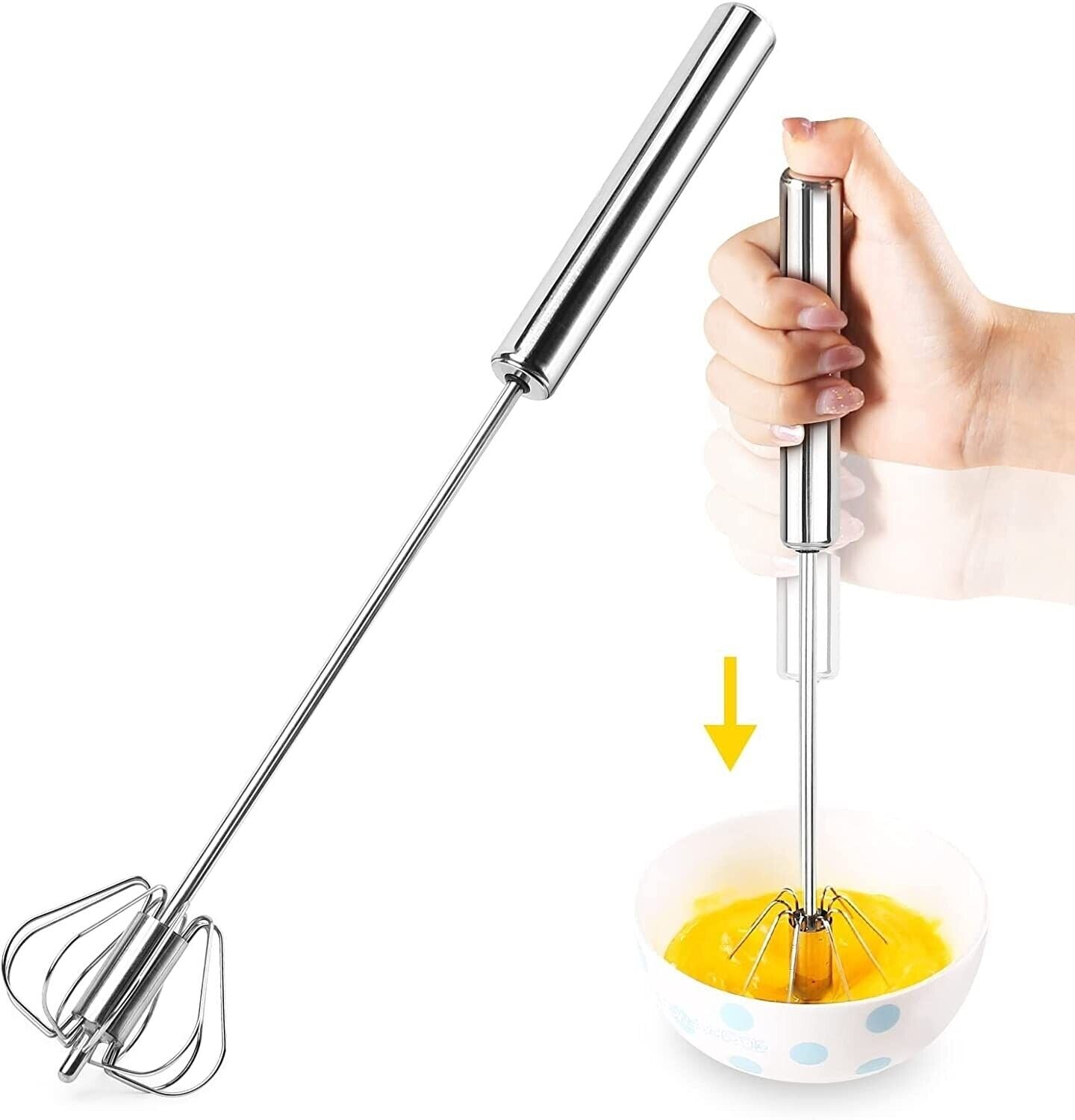 Semi-Automatic Egg Whisk Hand Push Egg Beater Stainless Steel Blender Mixer Whis Image