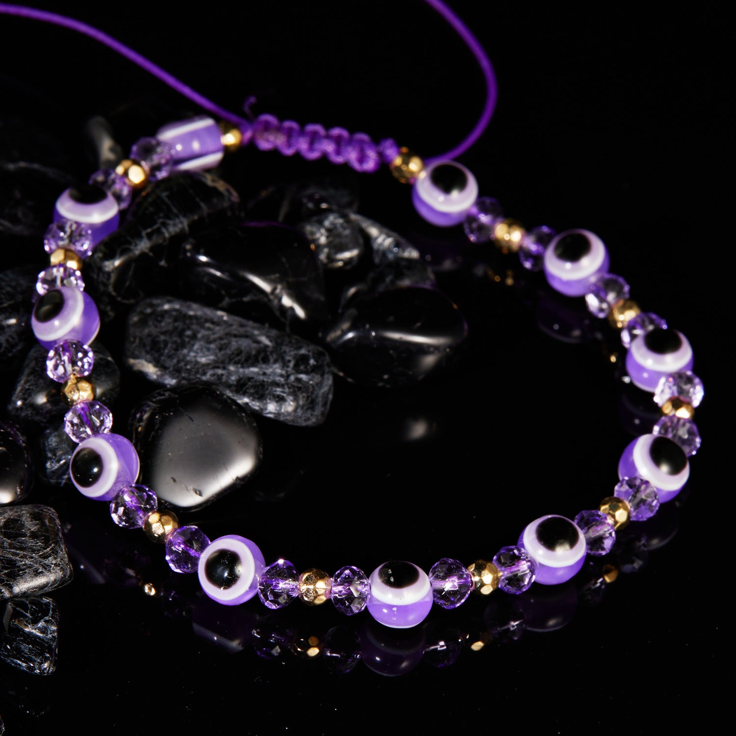 Eye Crystal Bead Pull Adjustable Bracelet Image