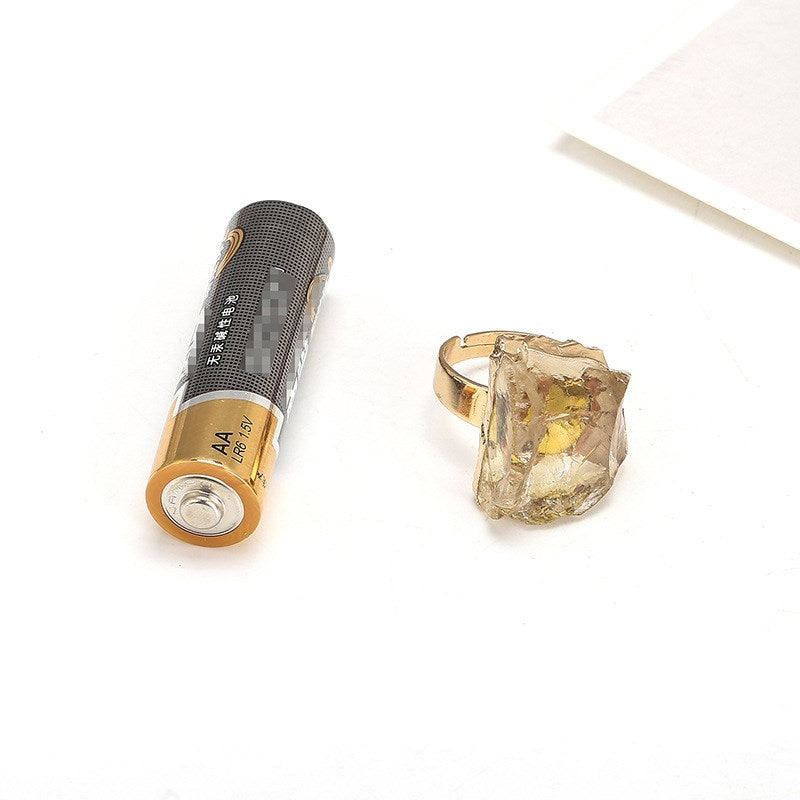 Natural Crystal Plating Rough Stone Ring Image