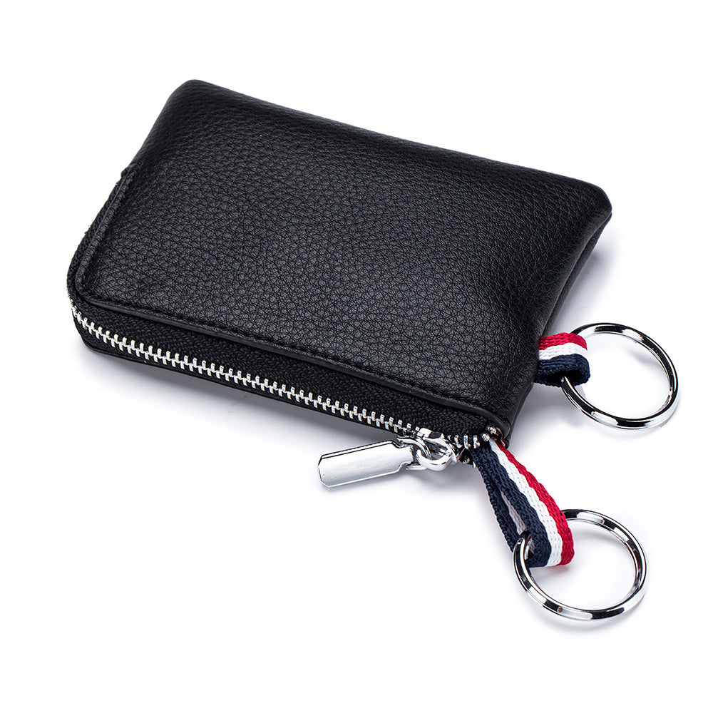 Men's Coin Purse European And American Leather Mini Wallet Soft Leather Zip Coin Driving License Key Case Card Holder Ultra-thin Image