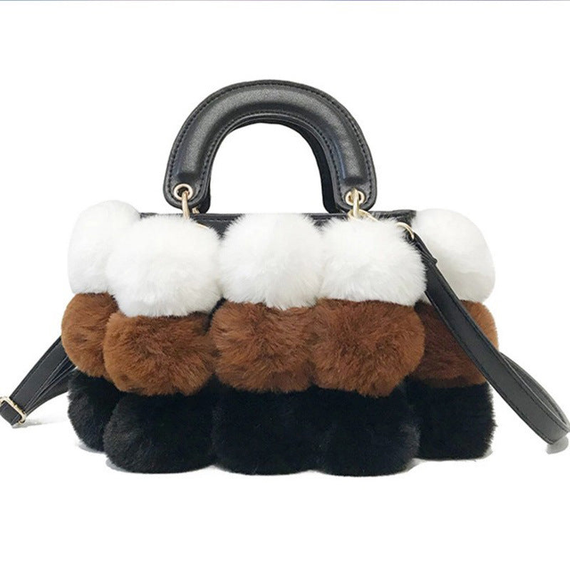 Plush Handbags Winter Plush Shoulder Bag Handbag Trend Messenger Bag Image