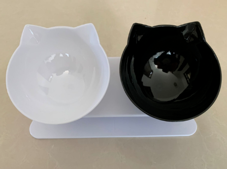 New Inclined Food Cat Ear Oblique Mouth Transparent Single Pet Bowl Image