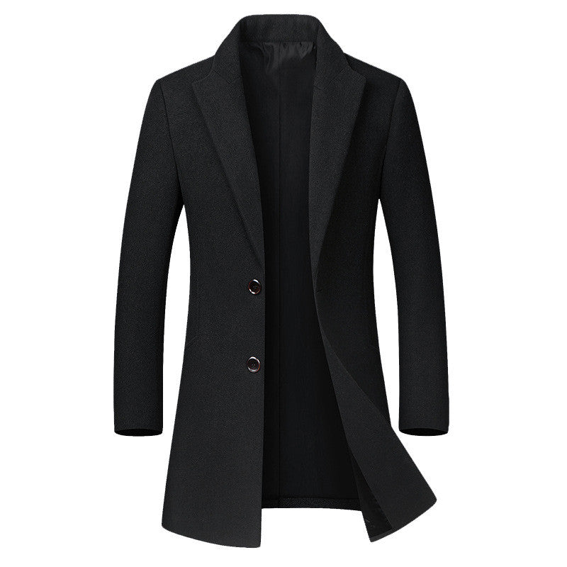 Men's long coat woolen coat trench coat Image