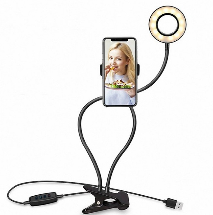 LED Selfie Ring Light for Live Adjustable Makeup Light-8cm Stand Image