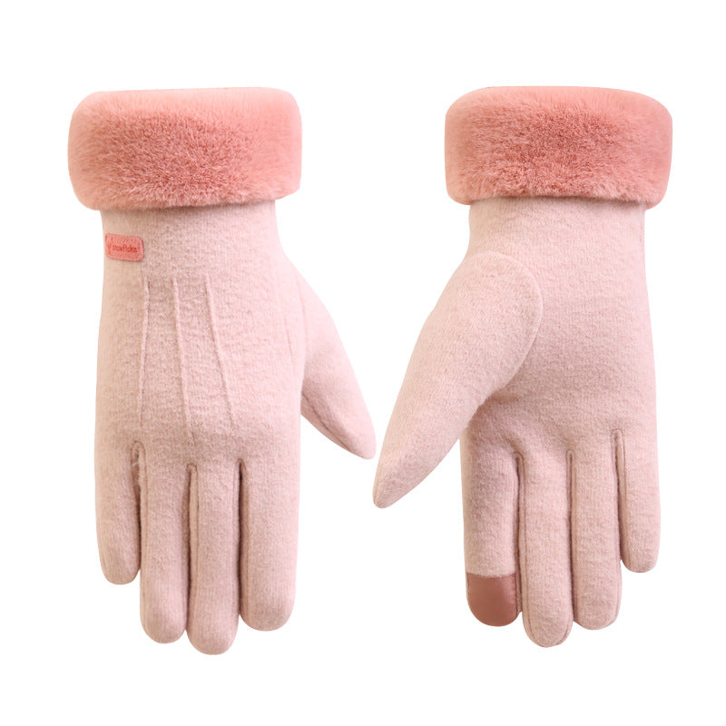 Autumn and winter cashmere full finger gloves women Image