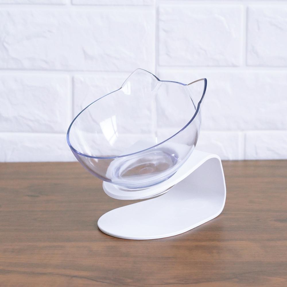 New Inclined Food Cat Ear Oblique Mouth Transparent Single Pet Bowl Image