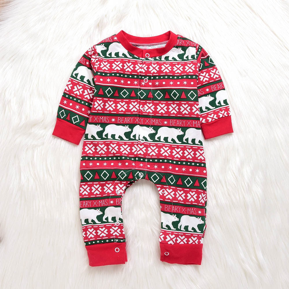 Infant Baby Boys Girls Christmas Santa XMAS Letter Plaid Romper Jumpsuit Outfits baby clothes winter clothe Image