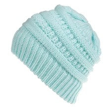 Mixed Color Knitted Wool Hat Ladies Non-labeled Ponytail Hat Image