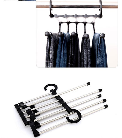 5 In 1 Wardrobe Hanger Multi-functional Clothes Hangers Pants Stainless Steel Magic Wardrobe Clothing Hangers For Clothes Rack