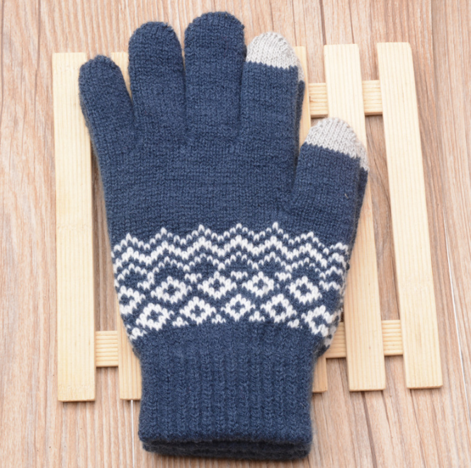 Knit Gloves Ladies Jacquard Touch Screen Warm Fashion Winter Gloves Image