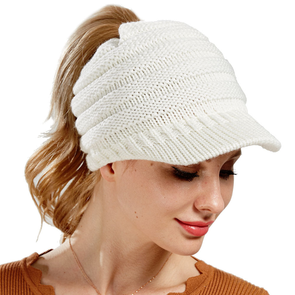 Women Ponytail Beanies Autumn Winter Hats Female Soft Knitting Caps Warm Ladies Skullies Image