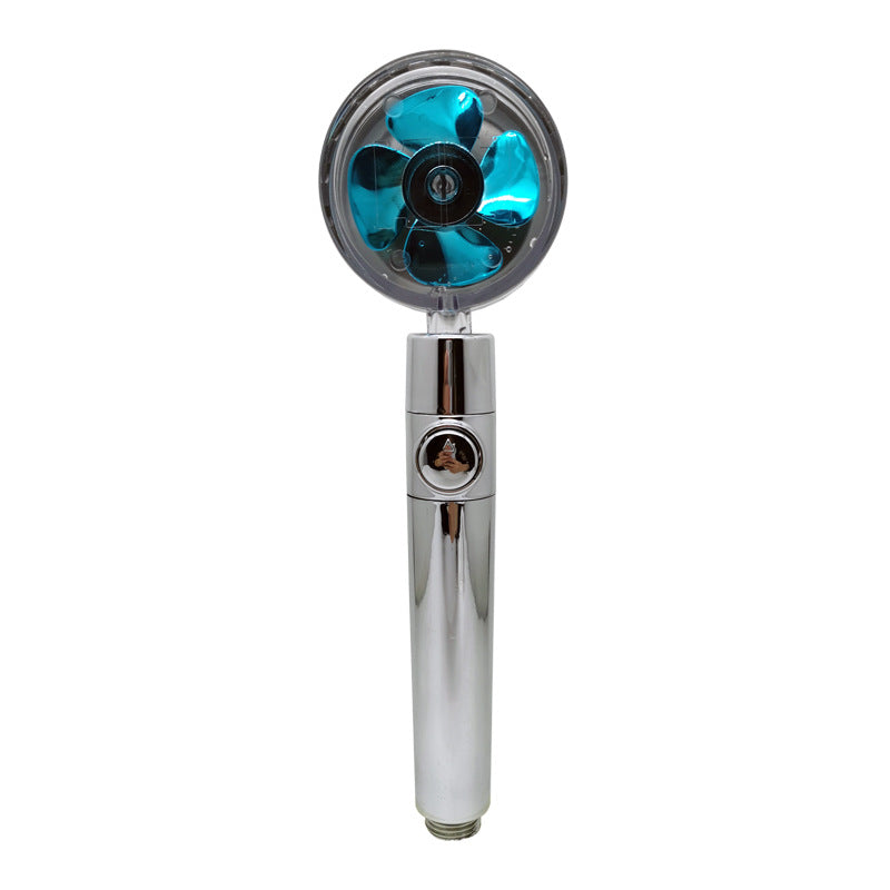 Propeller Driven Shower Head With Stop Button And Cotton Filter Turbocharged High Pressure Handheld Shower Nozzle Image