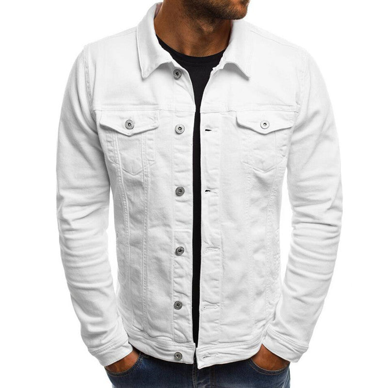 Casual Men Jacket Denim Button Shirt Image