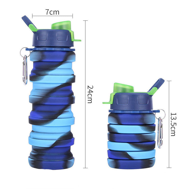 Foldable Water Bottle Leakproof Fold Silicone Cute Water Bottles Kids Cup with Straw Image