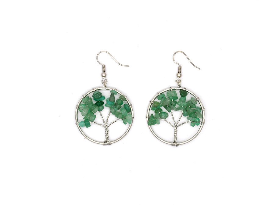 Natural Crystal Crushed Stone Tree Wishing Tree Earrings Crystal Tree Earrings Jewelry Image