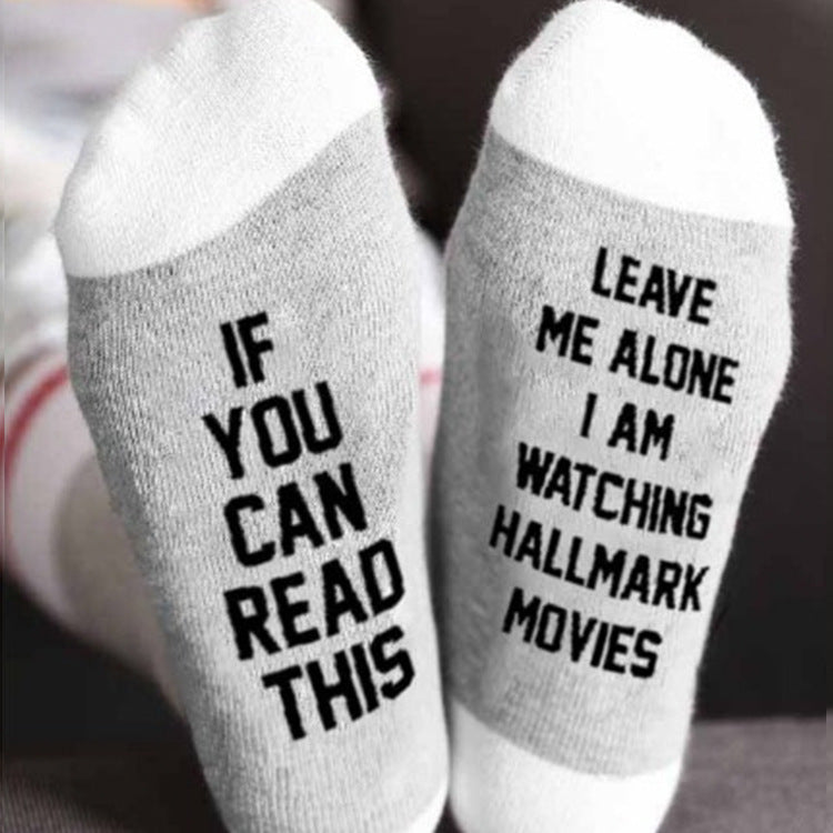 New Funny Winter Creative Art Lettered Wine Socks Xmas Gift If You Can Read Watching Christmas Movies Home Image