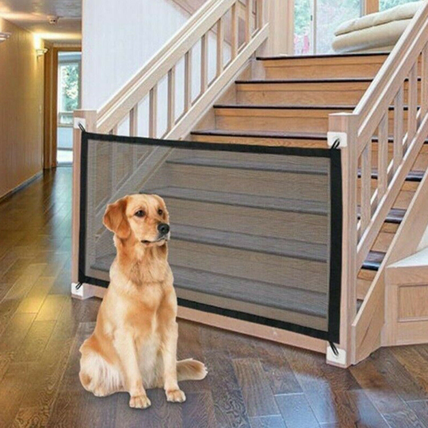 Pet Dog Fence Gate Safe Guard Safety Enclosure Dog Fences Dog Gate The Ingenious Mesh Magic Pet Gate Pet Supplies Dropshipping Image