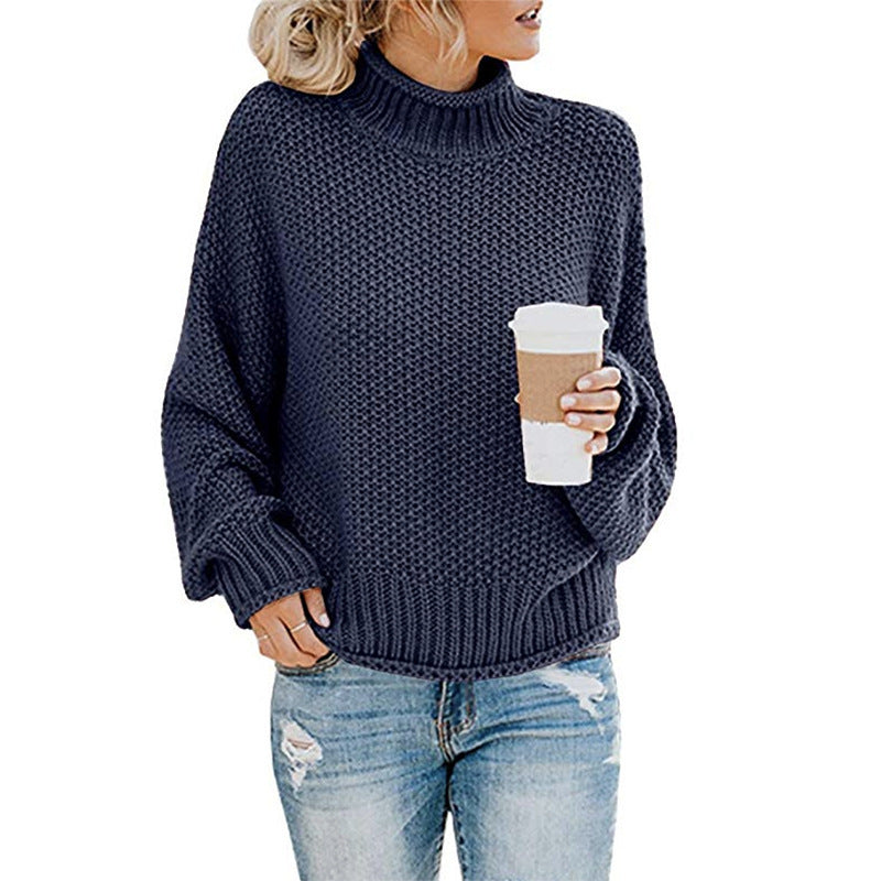 Cardigan Thick Thread Turtleneck Pullover Image