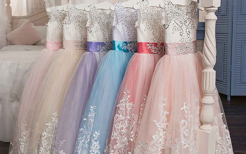 Europe and the United States new children's clothing children's lace wedding dress skirt pettiskirt princess dress flower girl dress girls birthday piano Image