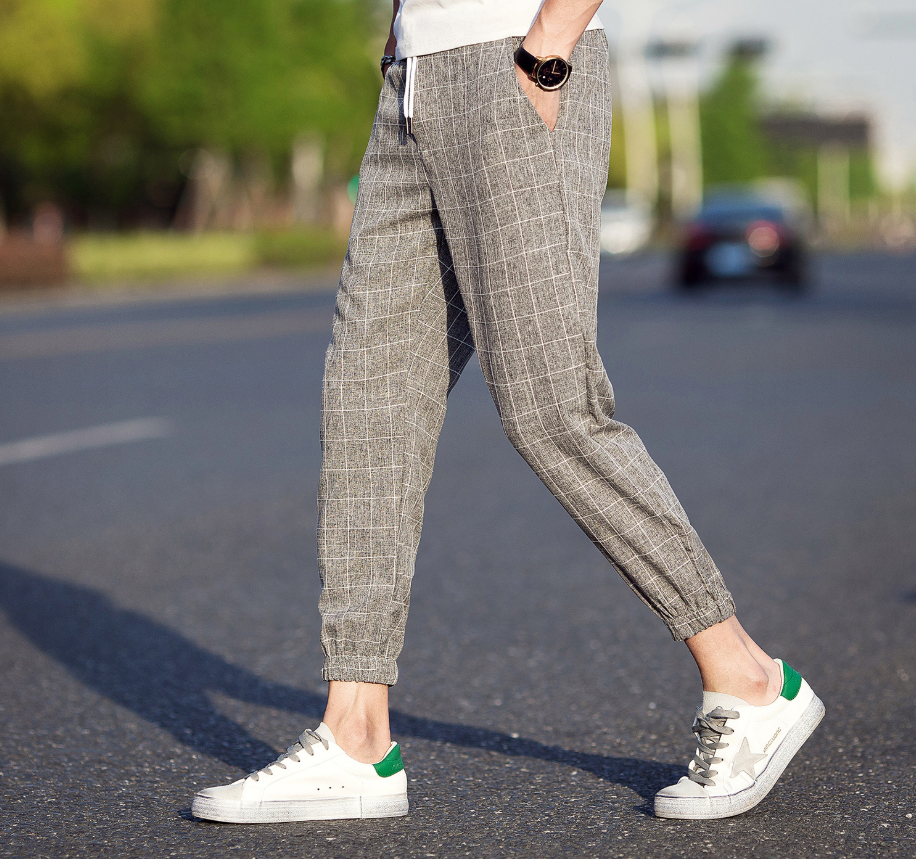 Casual Ankle-Length Plaid Pants Men Trousers Hip Hop Jogger Pants Men Sweatpants Streetwear Men Pants Trousers Image