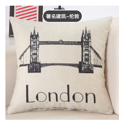 Great Buildings Print Pillow Cases London Paris New York Decorative Pillows Cotton Linen Home Decor Square Throw Pillows Cover Image