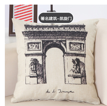 Great Buildings Print Pillow Cases London Paris New York Decorative Pillows Cotton Linen Home Decor Square Throw Pillows Cover Image