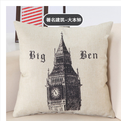 Great Buildings Print Pillow Cases London Paris New York Decorative Pillows Cotton Linen Home Decor Square Throw Pillows Cover Image