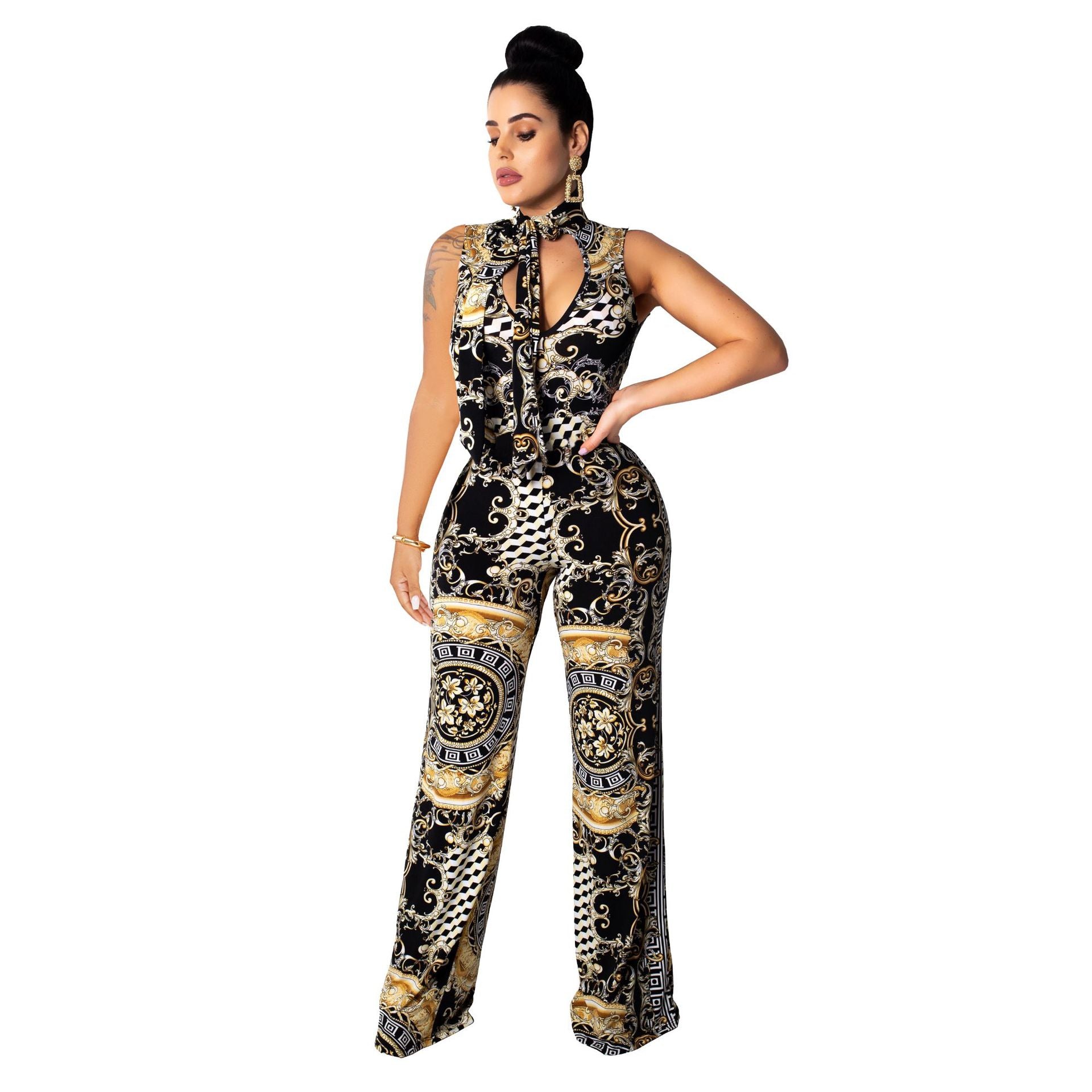 Printed sleeveless women's jumpsuit Image