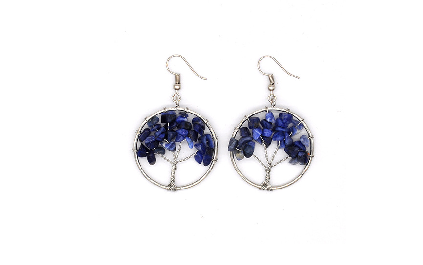 Natural Crystal Crushed Stone Tree Wishing Tree Earrings Crystal Tree Earrings Jewelry Image