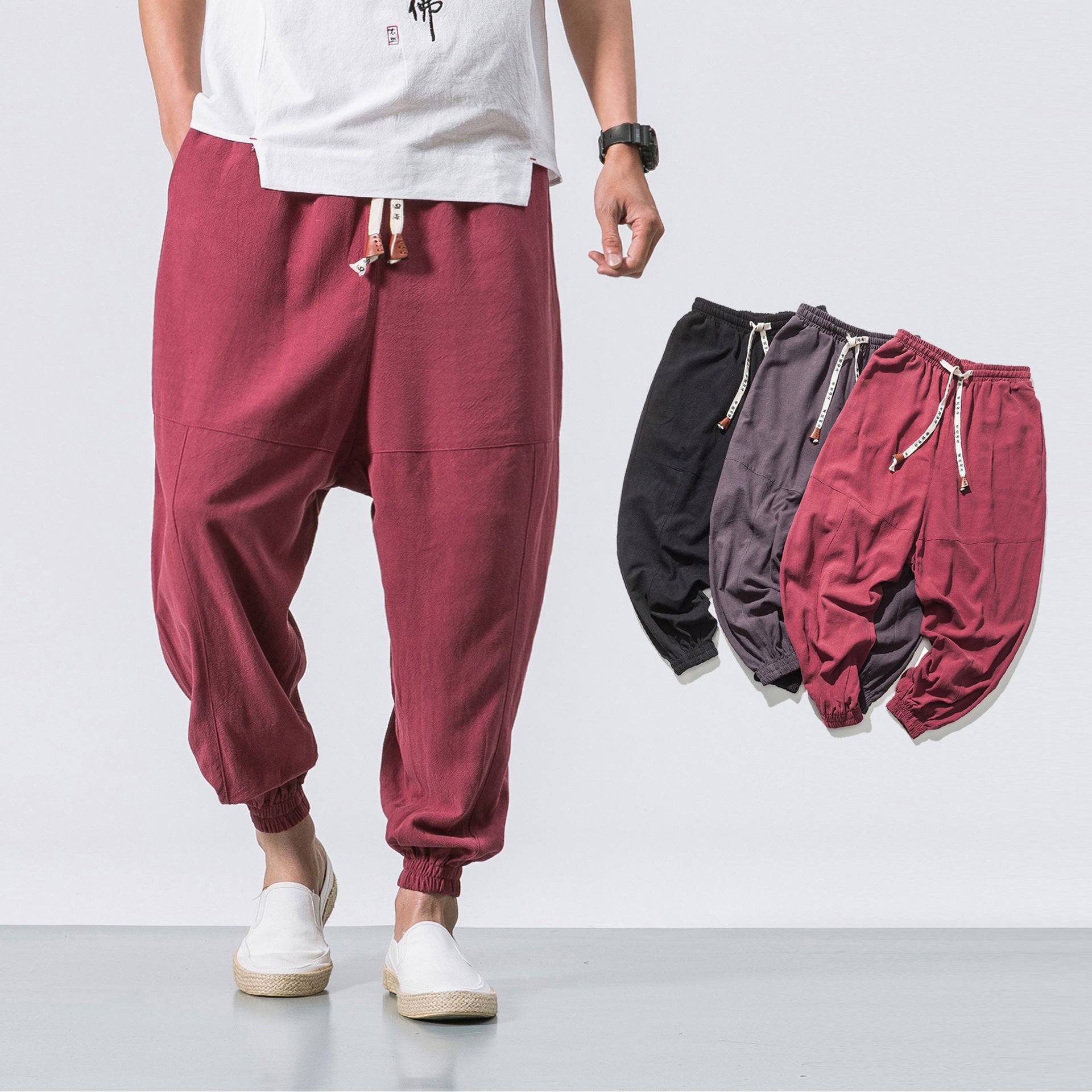 Mens Hip Hop Streetwear Gym Joggers Pants Drawstring Elastic Pockets Tapered Sweatpants Image