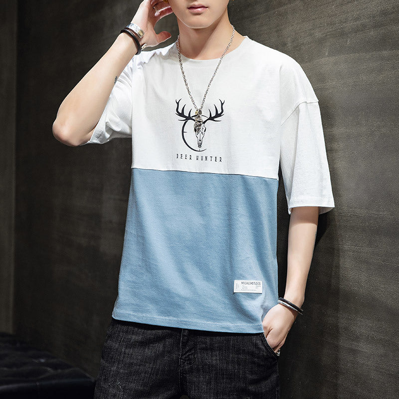 Loose casual half sleeve T-shirt men Image