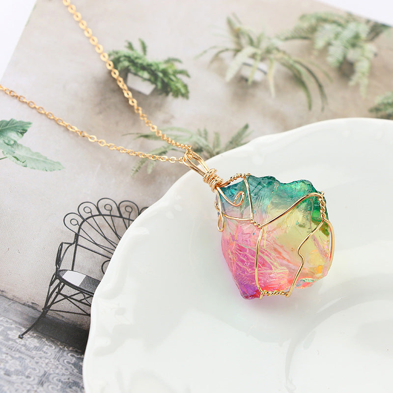 Rainbow Quartz Crystal Necklace Image