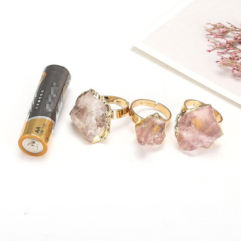 Natural Crystal Plating Rough Stone Ring Image