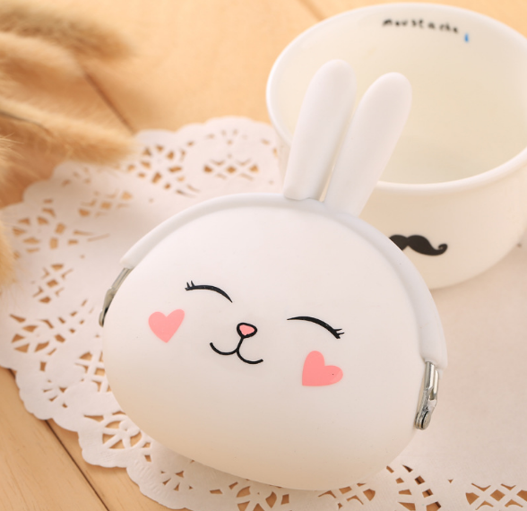 Cartoon silica gel zero purse Korean lovable rabbit zero purse candy color packet key bag lady bag Image