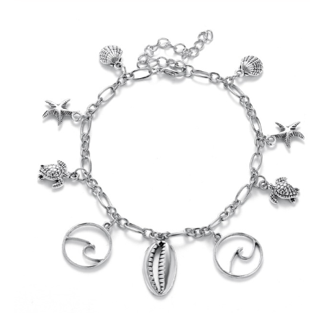 Europe and America Conch Mizhu Yoga Anklet Turtle Bracelet Beach Pendant Starfish Pearl Retro Turtle Anklet Image