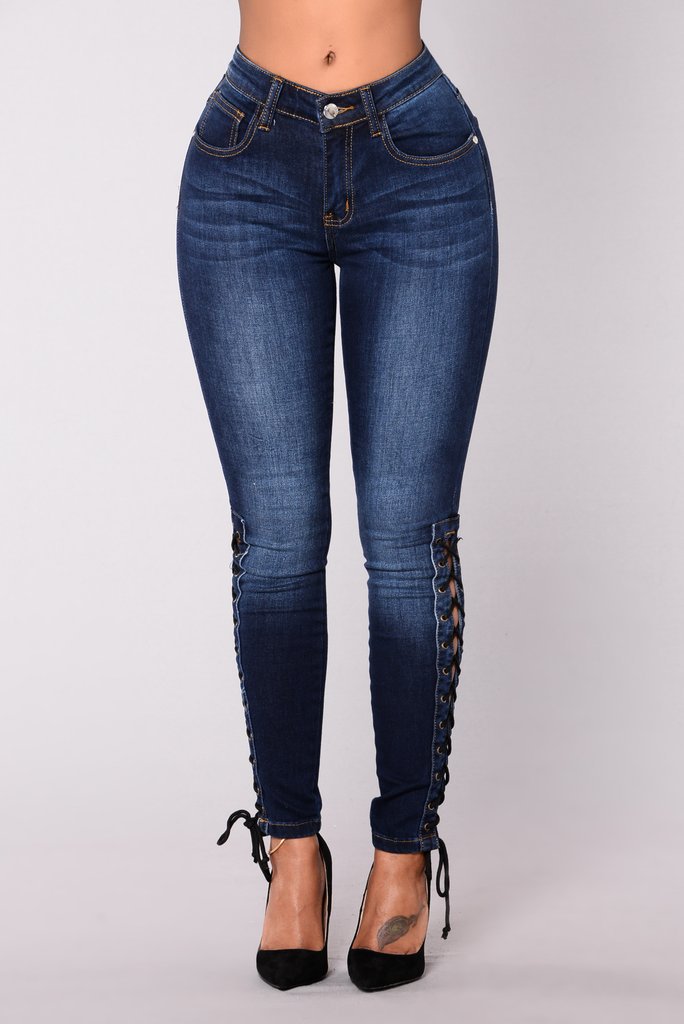 Dark jeans female European and American fashion women's European station feet pants women Image