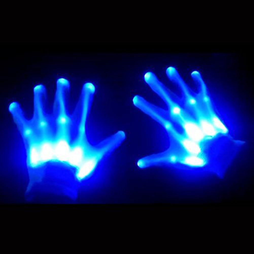 1Pair Chic LED Light Up Skeleton Hand Gloves Halloween Christmas Costume Decor Image