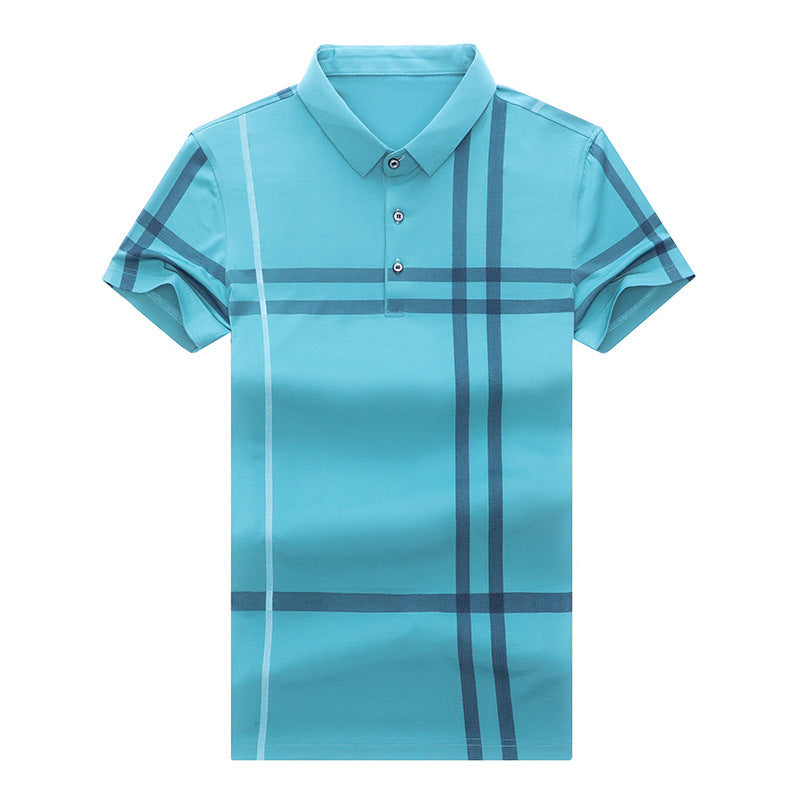 Men Summer Striped Polo Shirt Short Sleeve Slim Fit Polos Fashion Streetwear Tops Image