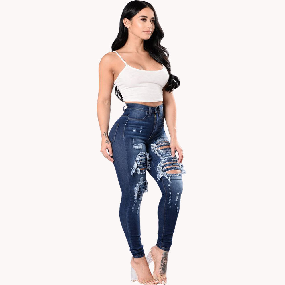 Women's ripped jeans pants Image