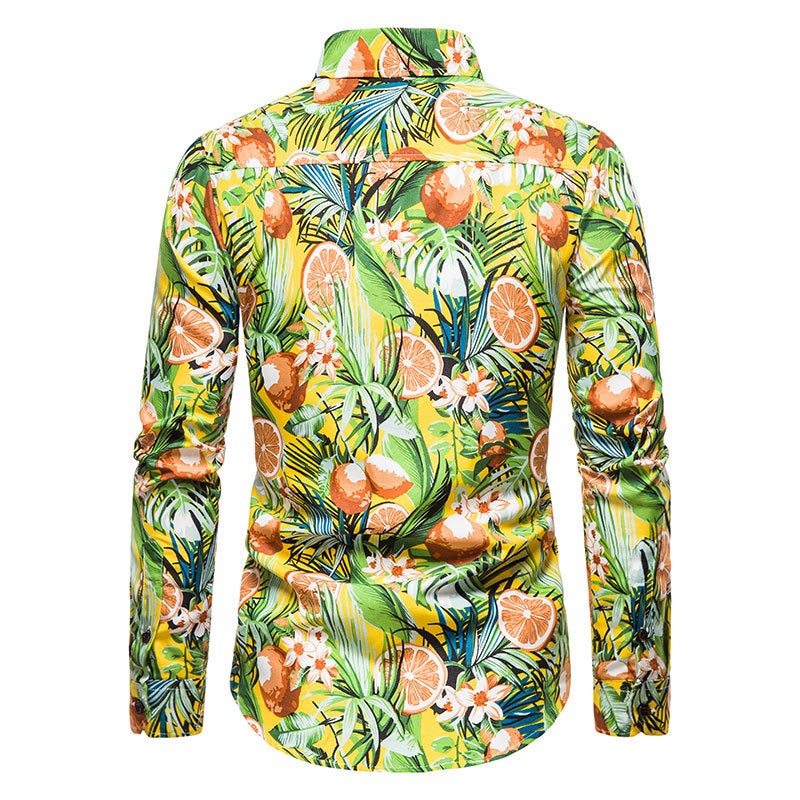 Mens Casual Long Sleeved Floral Shirt Image