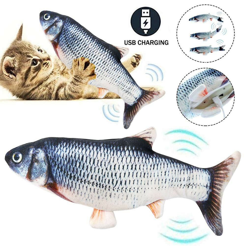 Electric Fish Cat Toy Realistic Interactive Kicker Jumping Dancing Kitten Toys Image