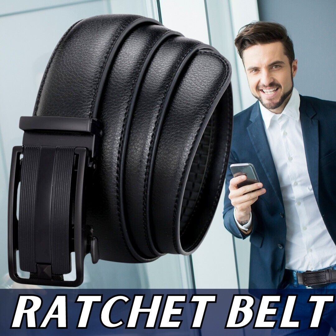 Microfiber Leather Mens Ratchet Belt Belts For Men Adjustable Automatic Buckle Image