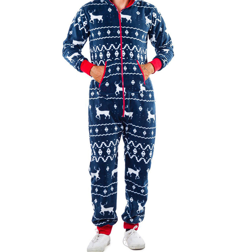 Christmas Family X'mas Costume Snowman Striped Print Jumpsuit Pajama Image