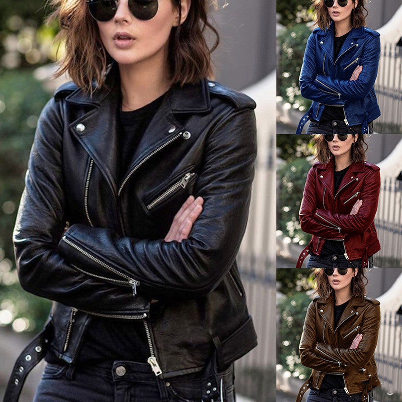 Zip leather jacket Image