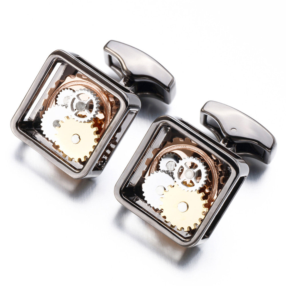 Square Gear Cufflinks Men's Movement Buttons Image